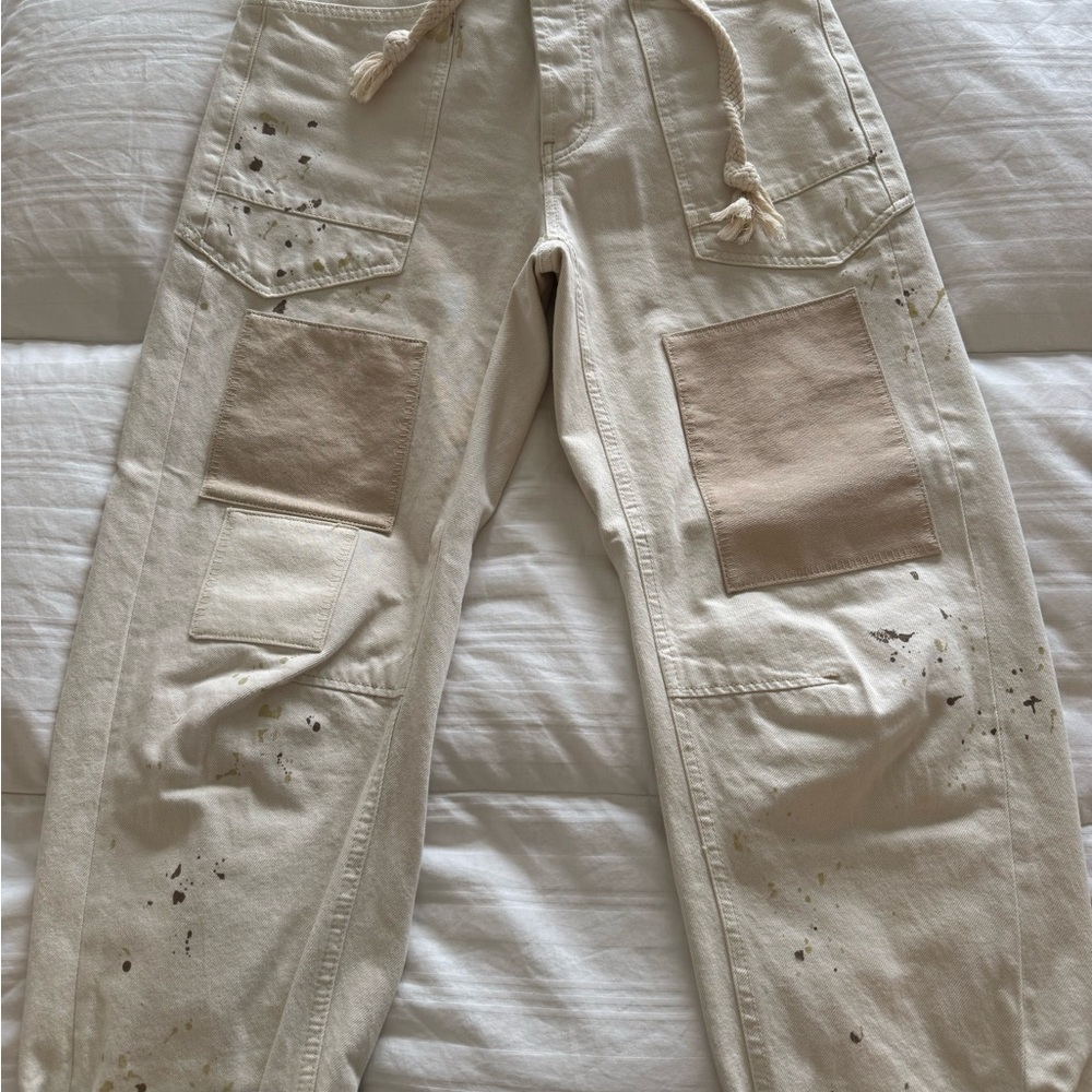 Free People Beige Boyfriend Jeans